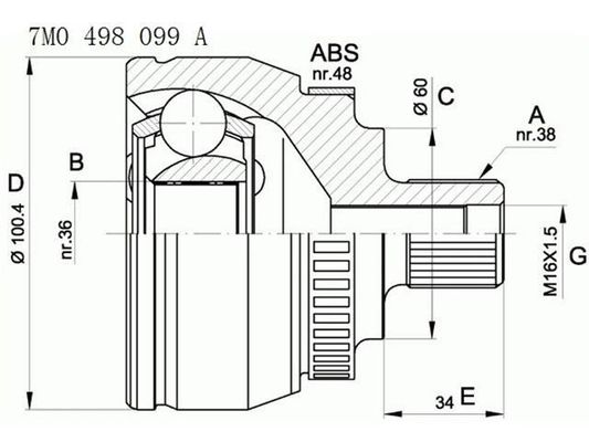 7M0498099A Getriebe Teile C.V. Verbindung