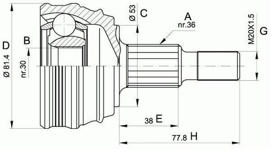 1J0498099 Getriebe Teile C.V. Verbindung